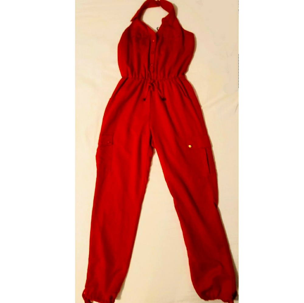 Macy's XOXO Jumpsuit Halter Top Sz M Red